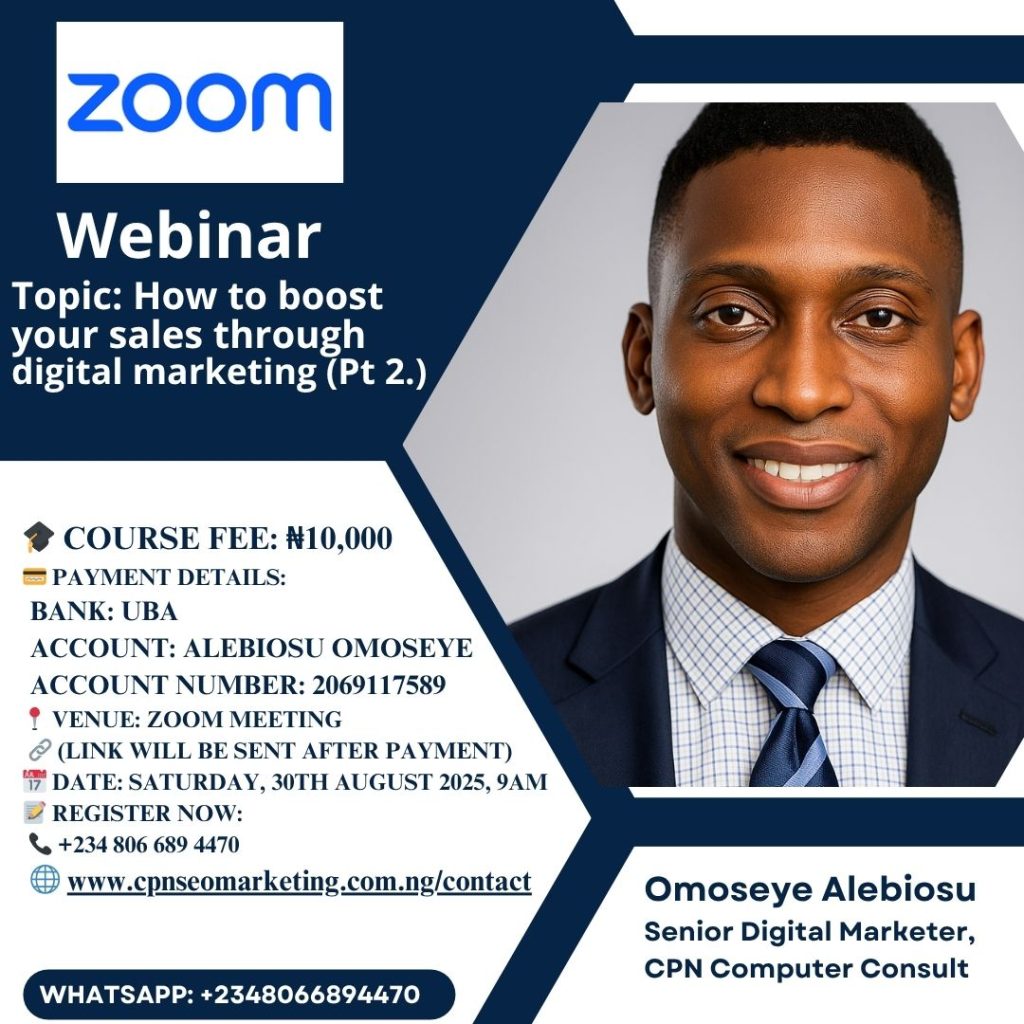 Digital marketing webinar (2) Best digital marketer in Nigeria - Omoseye Alebiosu